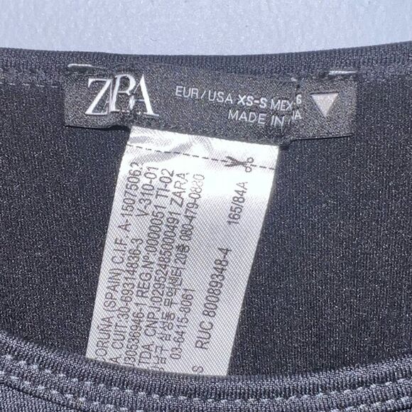 ZARA solid black Ruched Tie Sides Mini Dress Size Small NWOT fairy grunge - Picture 3 of 5